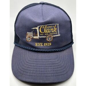 James Clark & Sons Trucking Hat Adult Blue Rope SnapBack Nissan Cap Vintage